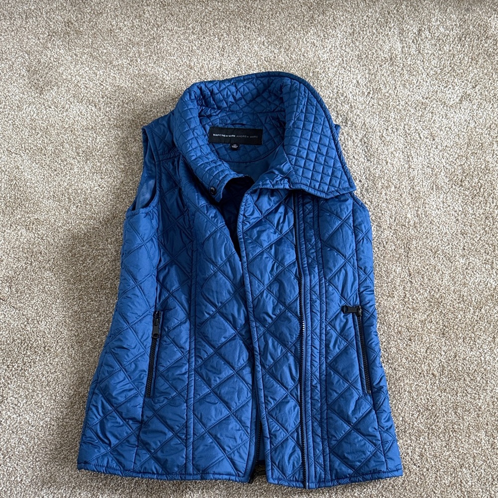 Andrew Marc Quilted Blue Vest for Women
